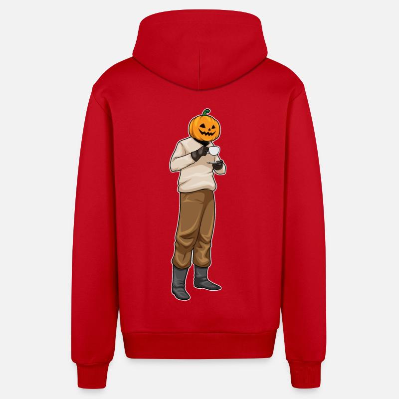 Jack O Lantern Halloween Kaffee - Organic Relaxed Kapuzenjacke Made in EU - Rot