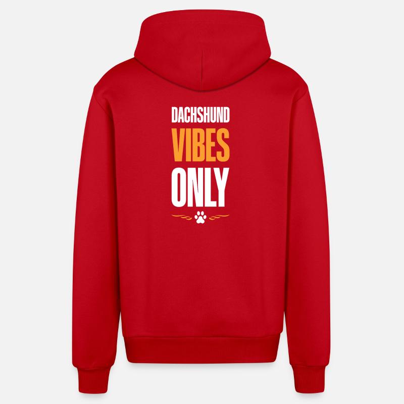 DachshundVibesOnly - Veste à capuche bio décontractée fabriquée en UE - rouge