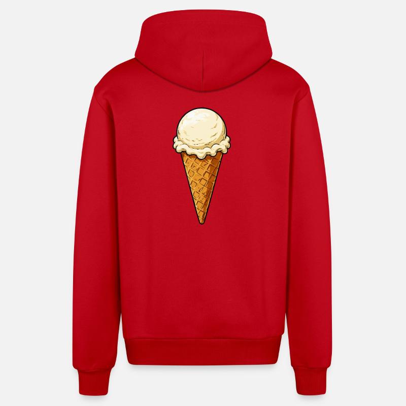 Vanille Eis Kugel - Organic Relaxed Kapuzenjacke Made in EU - Rot