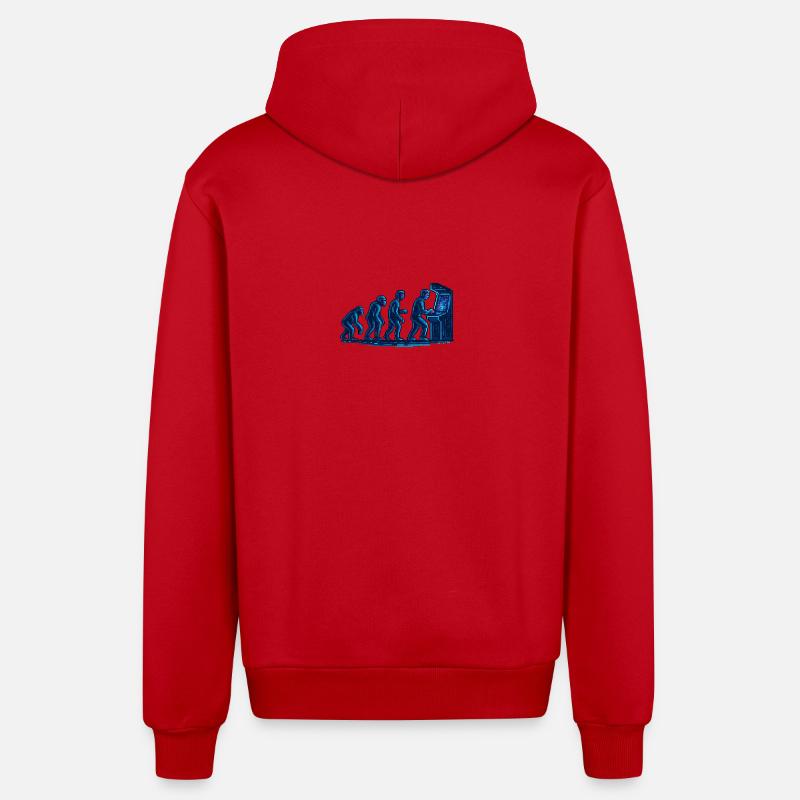 Evolution towards retro arcade - Organic Relaxed Hooded Jacket Made in EU - red