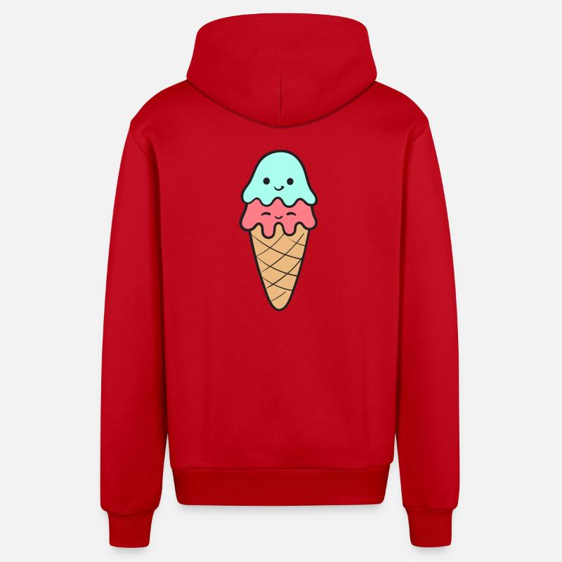 Crème glacée Crème glacée - Veste à capuche bio décontractée fabriquée en UE - rouge