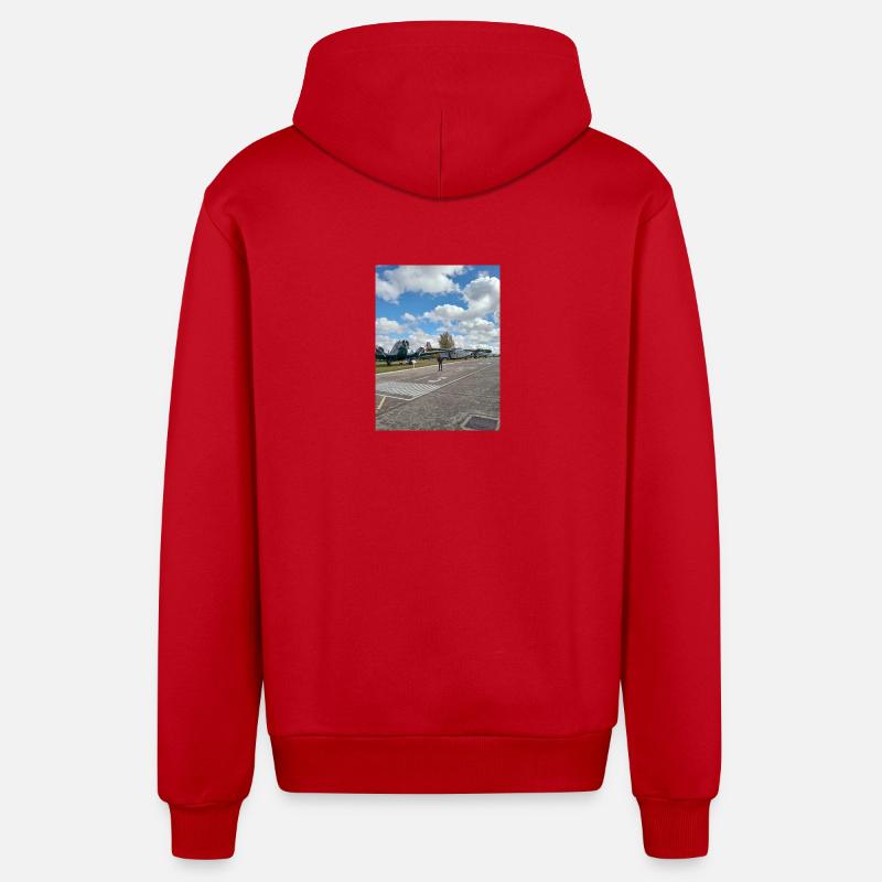 Aviation classique exposée - Veste à capuche bio décontractée fabriquée en UE - rouge