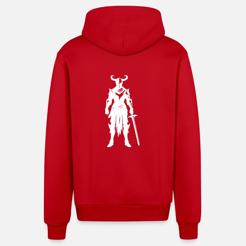 Kampf Ritter mit Schwert - Organic Relaxed Kapuzenjacke Made in EU - Rot