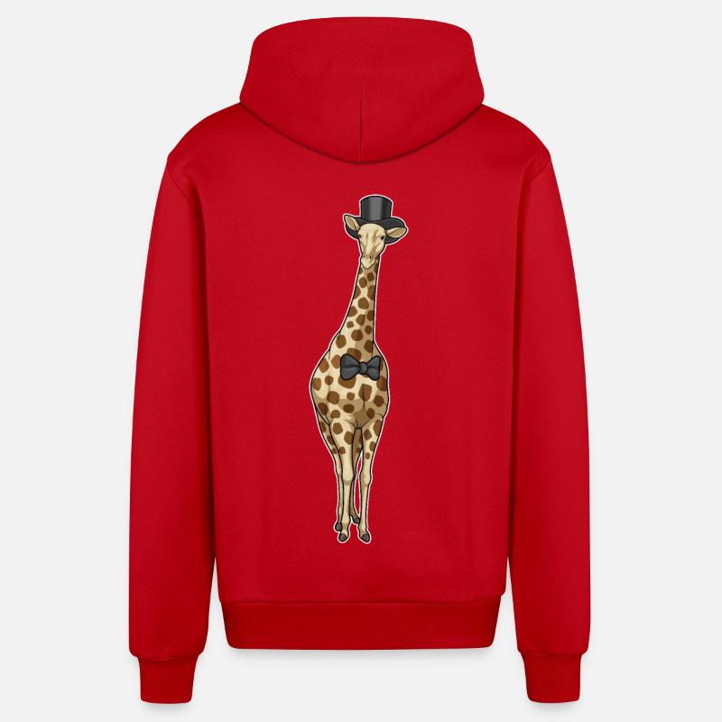 Mariage Giraffe Groom Bow - Veste à capuche bio décontractée fabriquée en UE - rouge