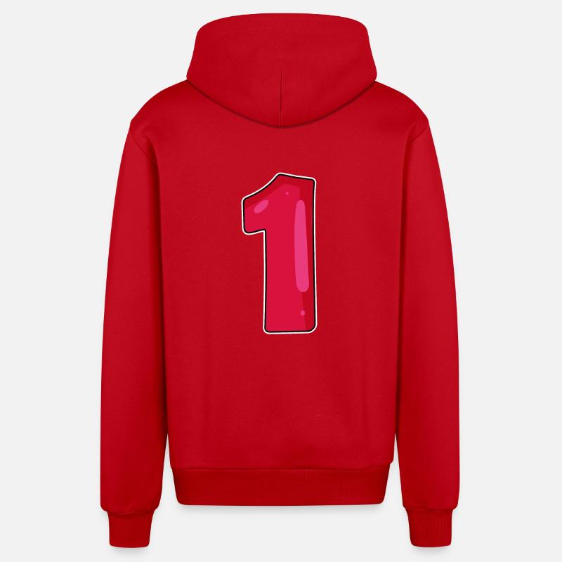 Numéro 1 - Veste à capuche bio décontractée fabriquée en UE - rouge