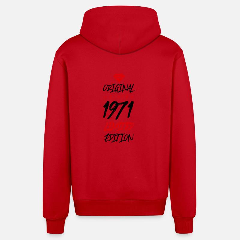 1971 Édition limitée - Veste à capuche bio décontractée fabriquée en UE - rouge