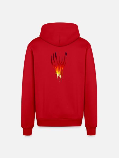 Flames Tribal - Organic Relaxed Hooded Jacket Made in EU - red