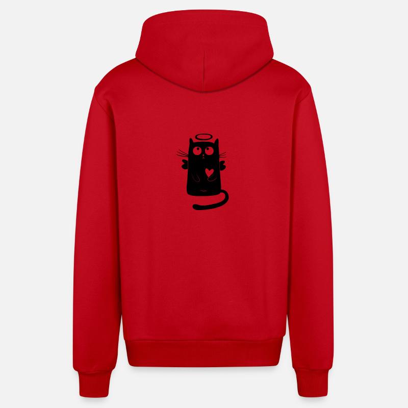 chat - Veste à capuche bio décontractée fabriquée en UE - rouge