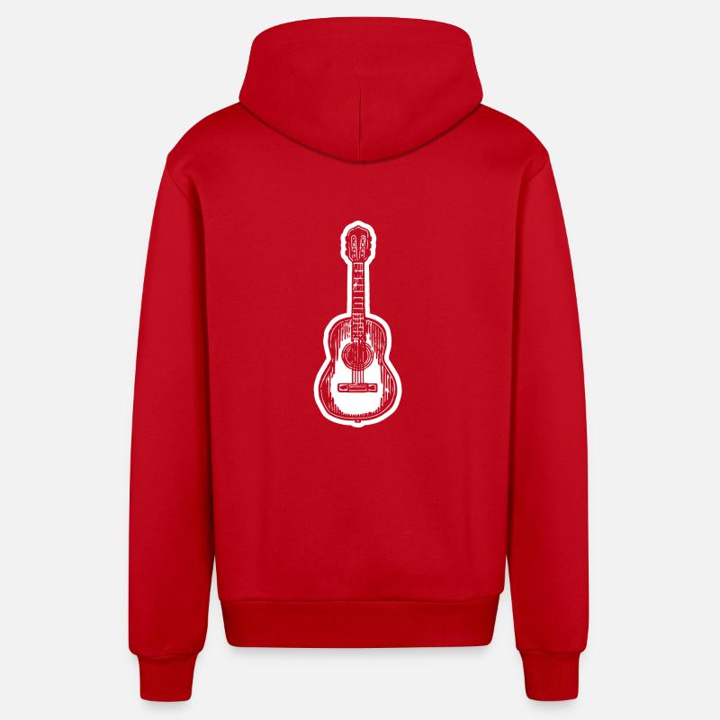 Guitare, guitariste - Veste à capuche bio décontractée fabriquée en UE - rouge