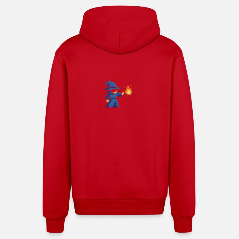 Pixel Wizard et Fire - Veste à capuche bio décontractée fabriquée en UE - rouge