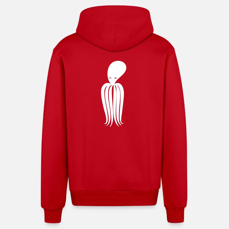 Pieuvre pieuvre - Veste à capuche bio décontractée fabriquée en UE - rouge