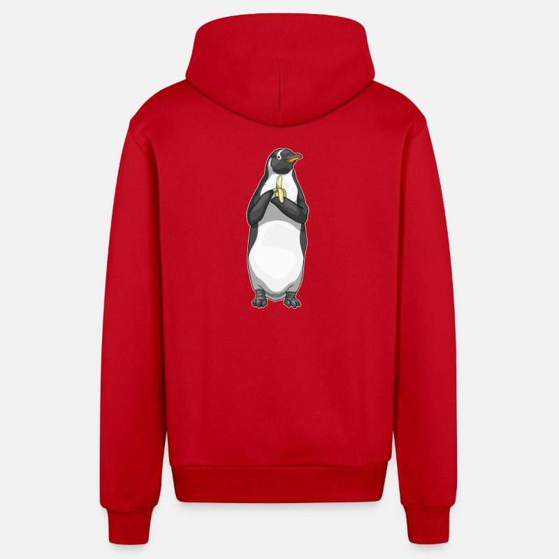 Pingouin Banane Fruit - Veste à capuche bio décontractée fabriquée en UE - rouge