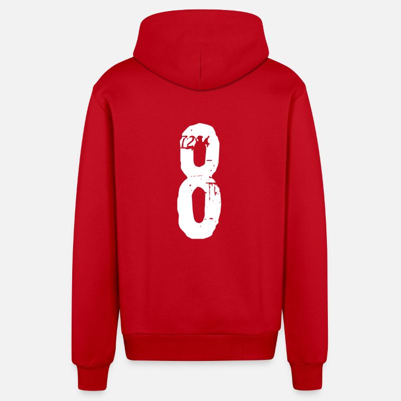 Numéro 8! - Veste à capuche bio décontractée fabriquée en UE - rouge