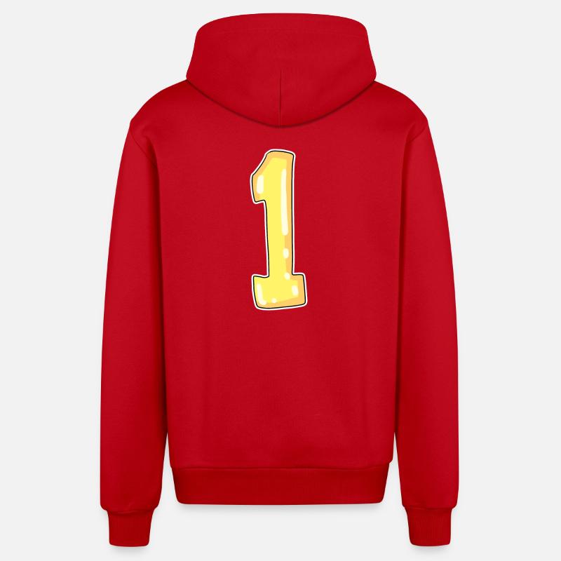 1 jaune - Veste à capuche bio décontractée fabriquée en UE - rouge