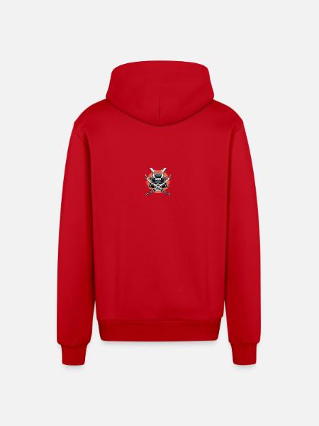Japanese Samurai Warrior - Organic Relaxed Hooded Jacket Made in EU - red