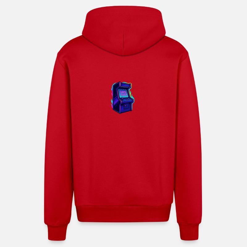 Neon Arcade Game Over Illustration - Veste à capuche bio décontractée fabriquée en UE - rouge
