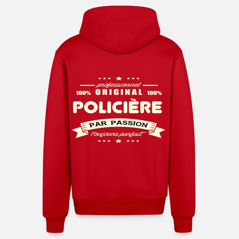 Policière Original - Veste à capuche bio décontractée fabriquée en UE - rouge