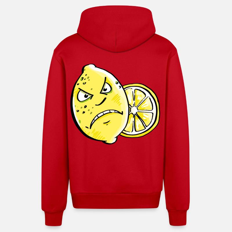 Bin Sauer - Citron - Citrus - Veste à capuche bio décontractée fabriquée en UE - rouge