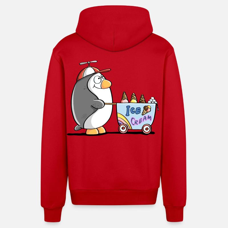 Pinguin Als Eisverkäufer - Eis - Veste à capuche bio décontractée fabriquée en UE - rouge