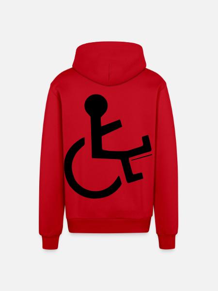 Rollstuhlfahrer mit gebrochenem Bein # - Organic Relaxed Kapuzenjacke Made in EU - Rot