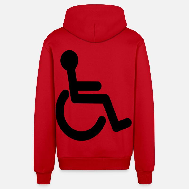 Symbole de base du fauteuil roulant # - Veste à capuche bio décontractée fabriquée en UE - rouge