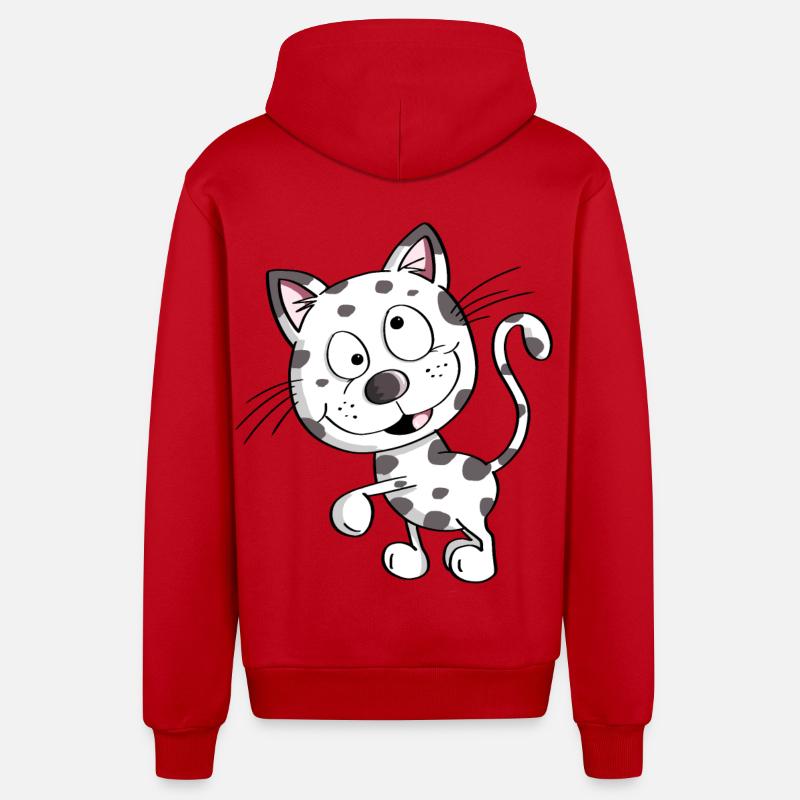 Chat mignon - Chats - Chat - Stubentiger - Veste à capuche bio décontractée fabriquée en UE - rouge