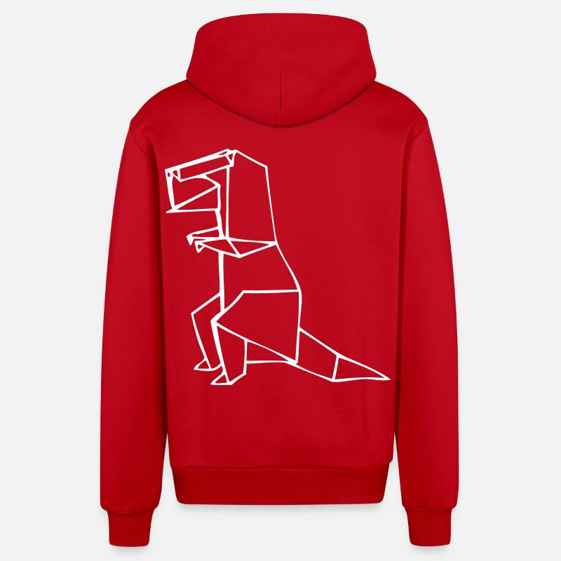 Dino Rex - T-Rex - Origami - Veste à capuche bio décontractée fabriquée en UE - rouge