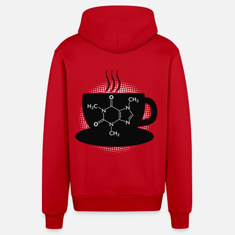Café Caffeine Molecule - Veste à capuche bio décontractée fabriquée en UE - rouge