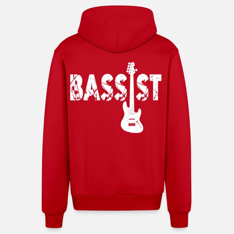 Cadeau de guitare guitariste basse - Veste à capuche bio décontractée fabriquée en UE - rouge
