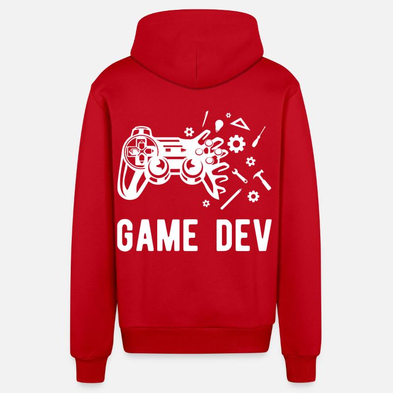 Game Dev - Veste à capuche bio décontractée fabriquée en UE - rouge