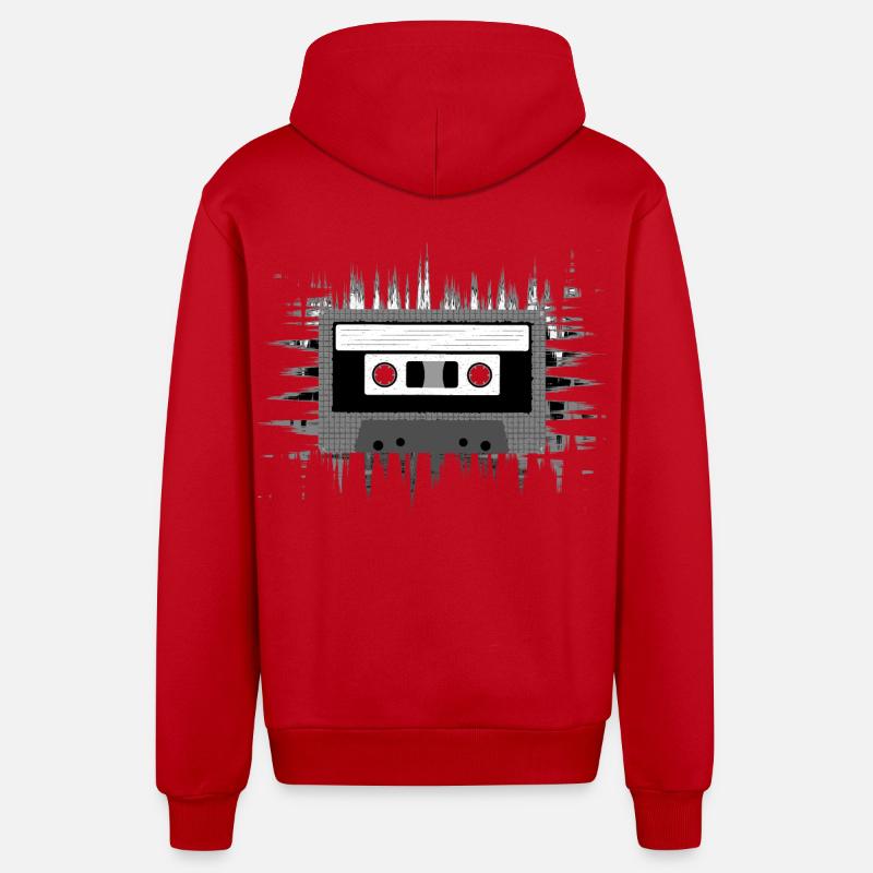 Cassette audio - Veste à capuche bio décontractée fabriquée en UE - rouge