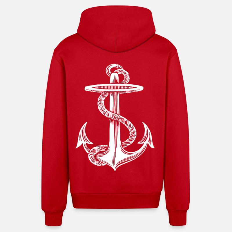 Conception d'ancre - Veste à capuche bio décontractée fabriquée en UE - rouge
