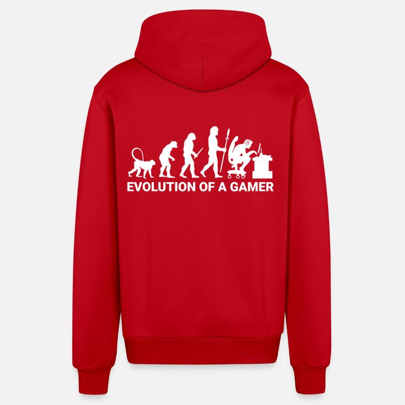 Évolution gamer - Veste à capuche bio décontractée fabriquée en UE - rouge