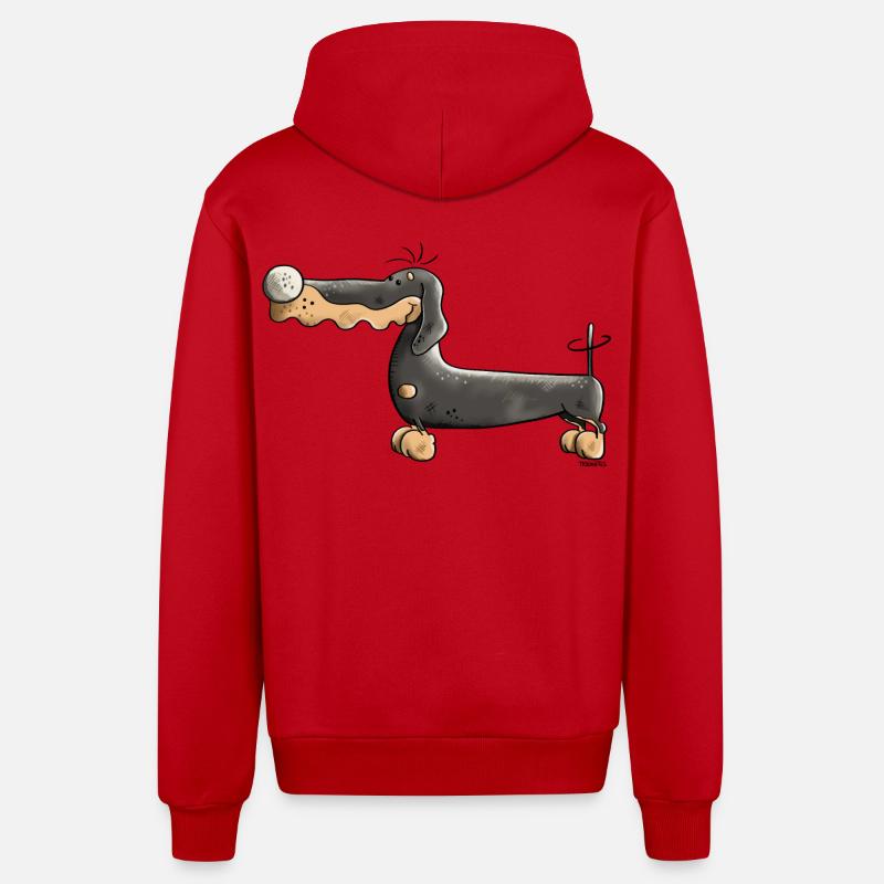 Mignon Teckel - Veste à capuche bio décontractée fabriquée en UE - rouge