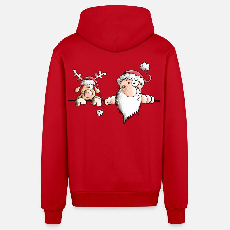 L'équipe de Noël - Veste à capuche bio décontractée fabriquée en UE - rouge