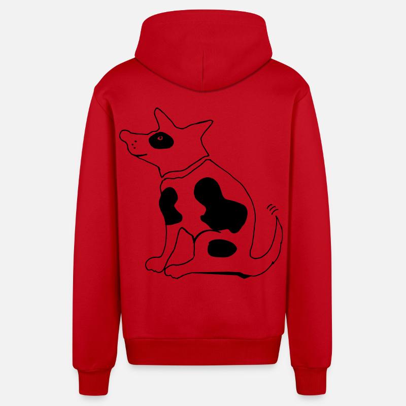 Drôle de chien tacheté, terrier bouledogue - Veste à capuche bio décontractée fabriquée en UE - rouge