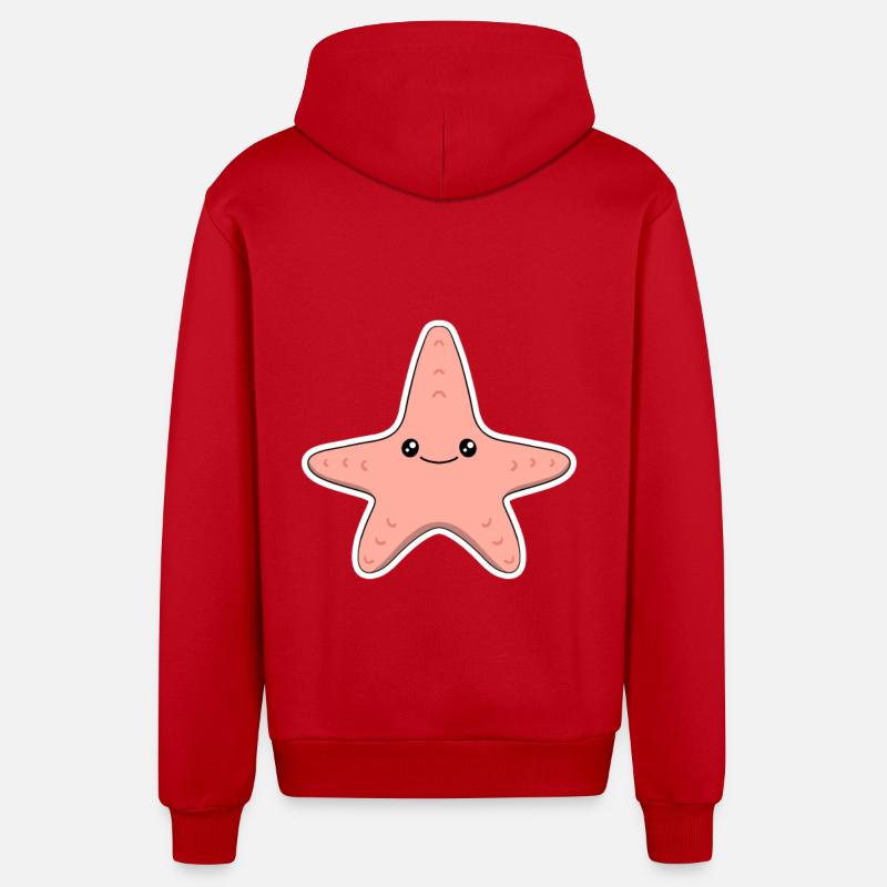 étoile de mer - Veste à capuche bio décontractée fabriquée en UE - rouge