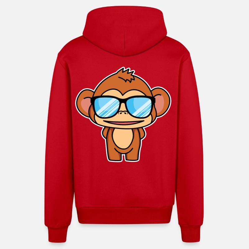 Petit singe intelligent - design - Veste à capuche bio décontractée fabriquée en UE - rouge