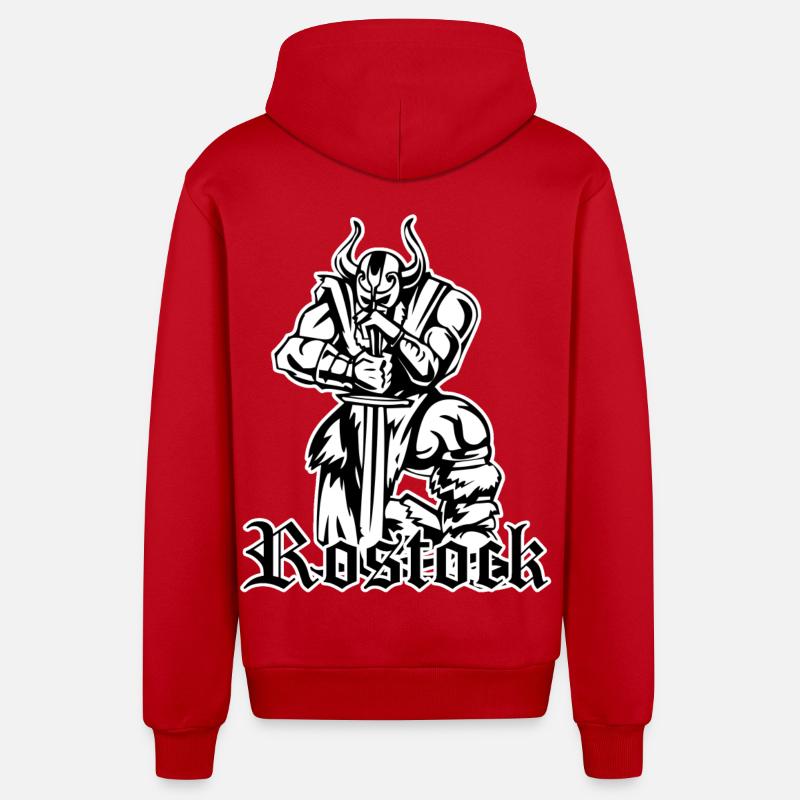 Rostock Rostock Vikings - Conception - Veste à capuche bio décontractée fabriquée en UE - rouge