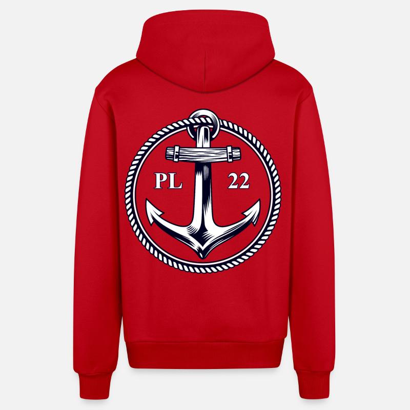 PL22 Marineanker - Organic Relaxed Kapuzenjacke Made in EU - Rot
