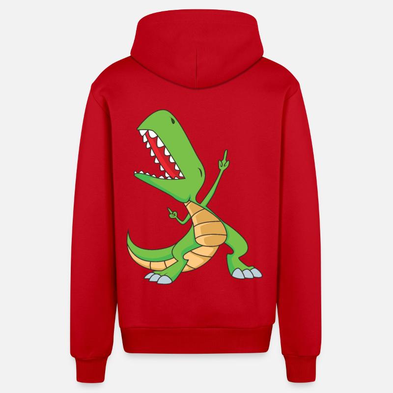 Dabbing T-Rex | Dabbing Dinosaurier - Organic Relaxed Kapuzenjacke Made in EU - Rot