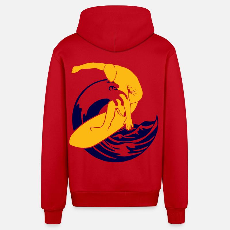 Planche de surf | Surfeur | Surfer - Veste à capuche bio décontractée fabriquée en UE - rouge