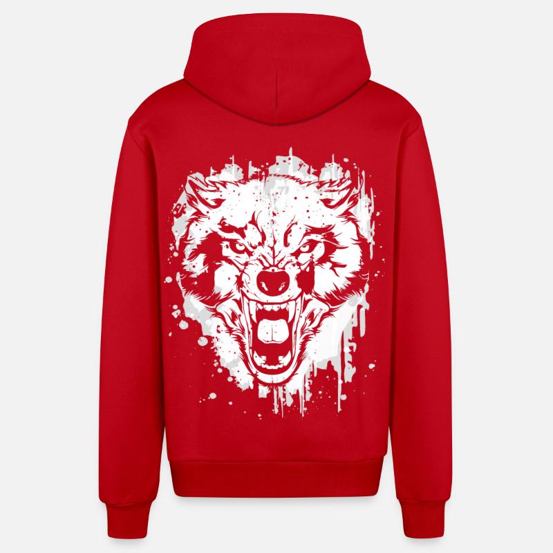 Wolf - Wölfe - Werwolf - Wolfsrudel - Vollmond - Organic Relaxed Kapuzenjacke Made in EU - Rot