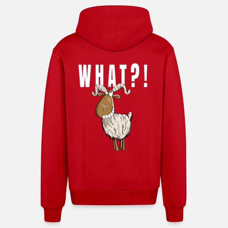 What ?! Drôle de chèvre - Veste à capuche bio décontractée fabriquée en UE - rouge