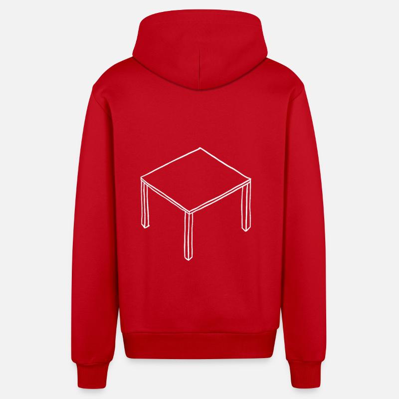 Table blanc - Veste à capuche bio décontractée fabriquée en UE - rouge