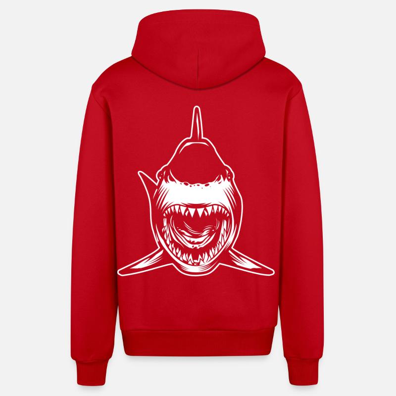 Requin gueule ouverte - Veste à capuche bio décontractée fabriquée en UE - rouge