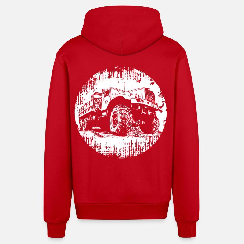 Kraz Camion GDR OSTALGIE - Veste à capuche bio décontractée fabriquée en UE - rouge