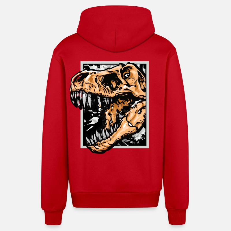 Dinosaures / T-Rex / Trex / Idée cadeau - Veste à capuche bio décontractée fabriquée en UE - rouge