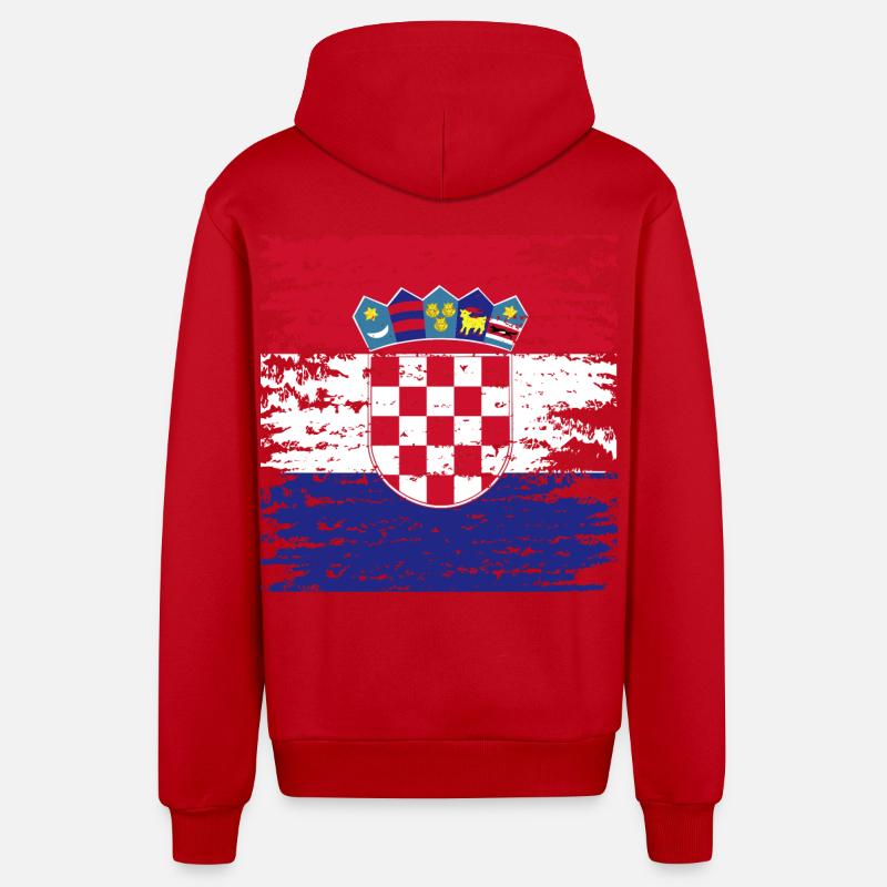 Drapeau Croate Authentique Écusson - Veste à capuche bio décontractée fabriquée en UE - rouge