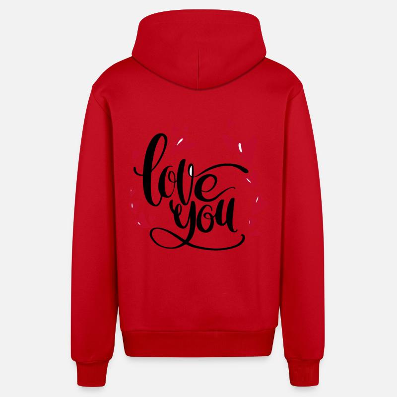 je t'aime | coeurs | pour les couples - Veste à capuche bio décontractée fabriquée en UE - rouge